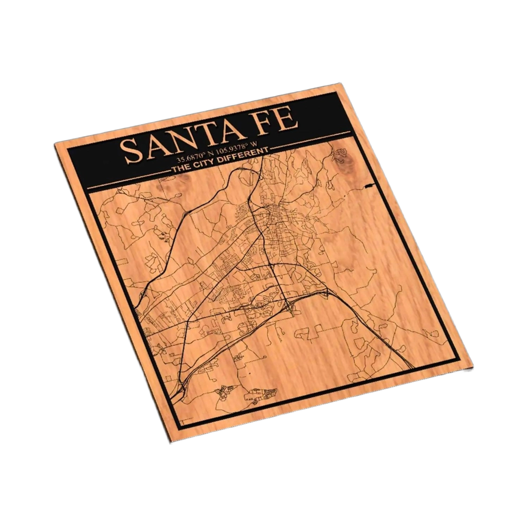 Santa Fe New Mexico City Map SVG file for laser cutting and CNC routing, LightBurn and Vectric ready
