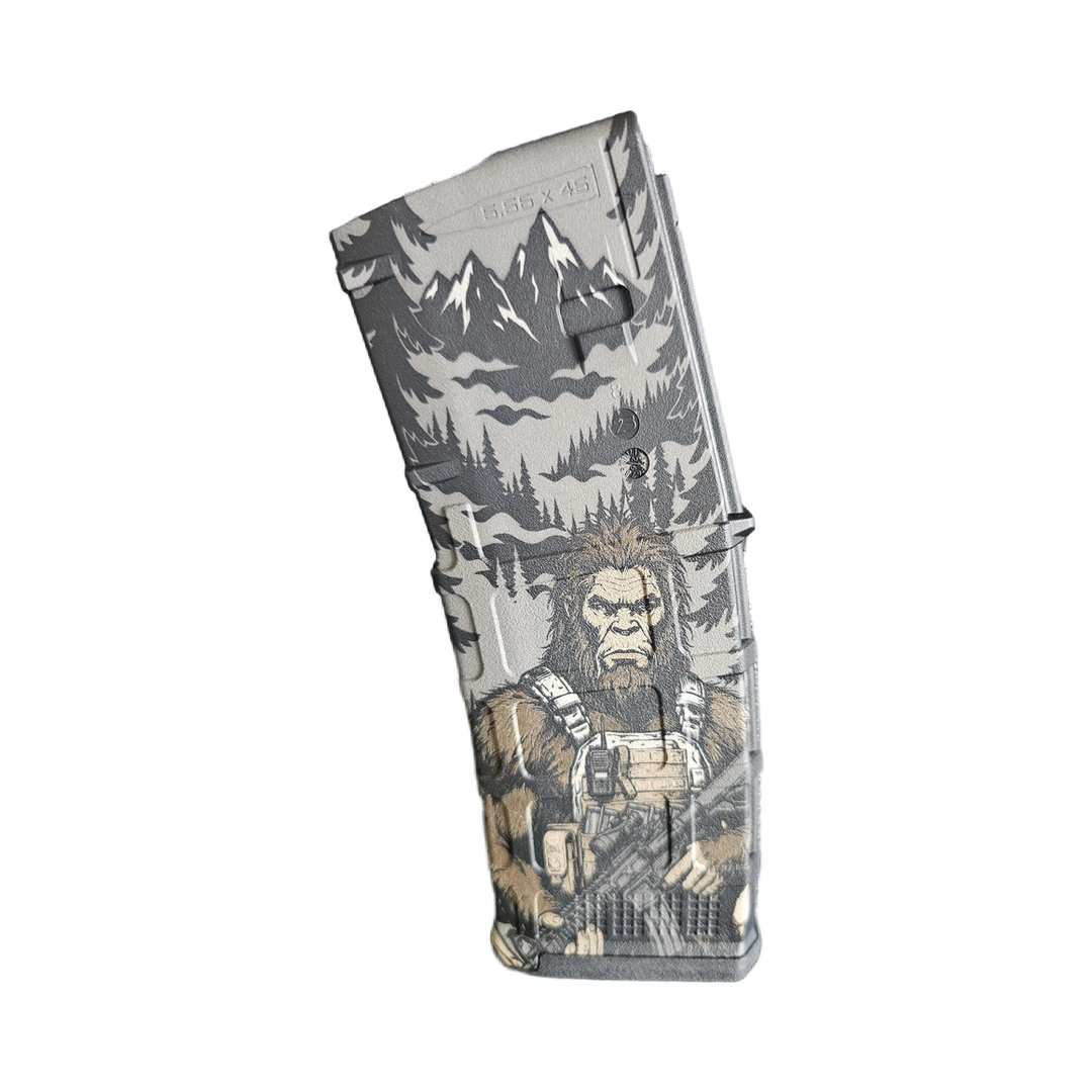 Sasquatch Operator MAG Fiber Laser Engraving Design detail view, ready for digital crafting