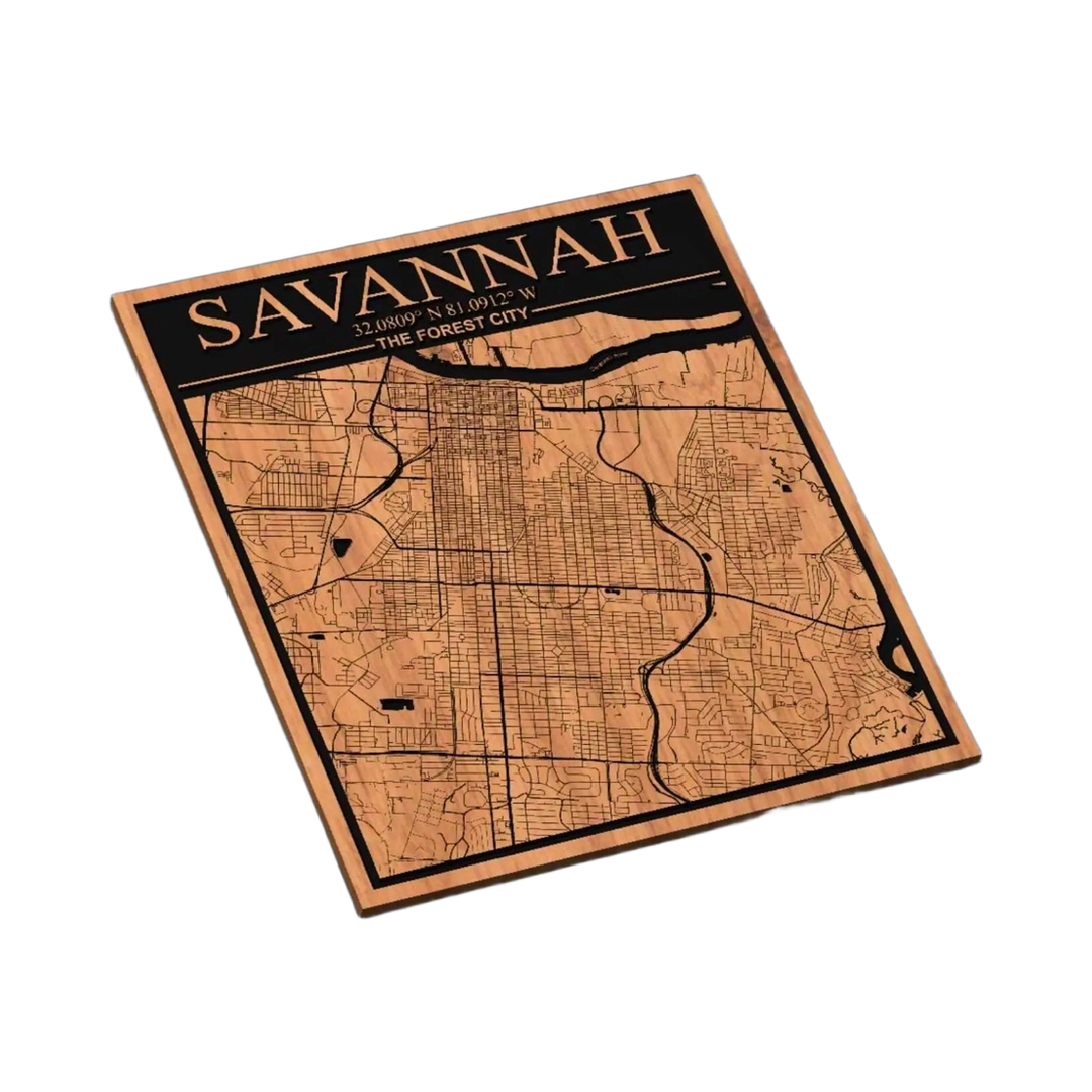 Savannah, Georgia City Map SVG file for laser cutting and CNC routing, LightBurn and Vectric ready