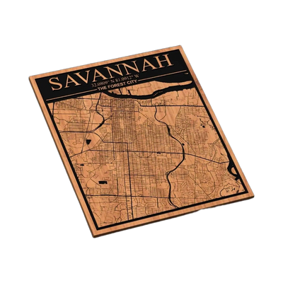 Savannah, Georgia City Map SVG file for laser cutting and CNC routing, LightBurn and Vectric ready