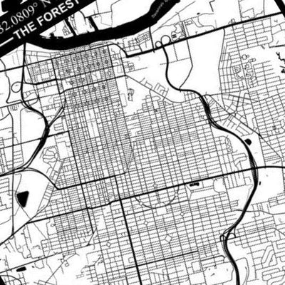 Savannah, Georgia City Map detail view, ready for laser cutting and CNC routing
