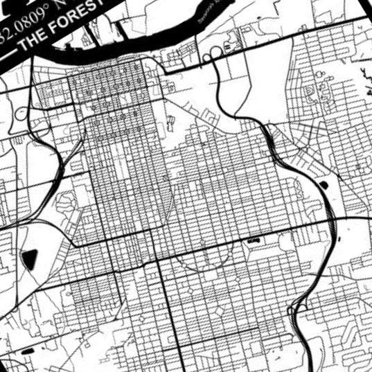 Savannah, Georgia City Map detail view, ready for laser cutting and CNC routing