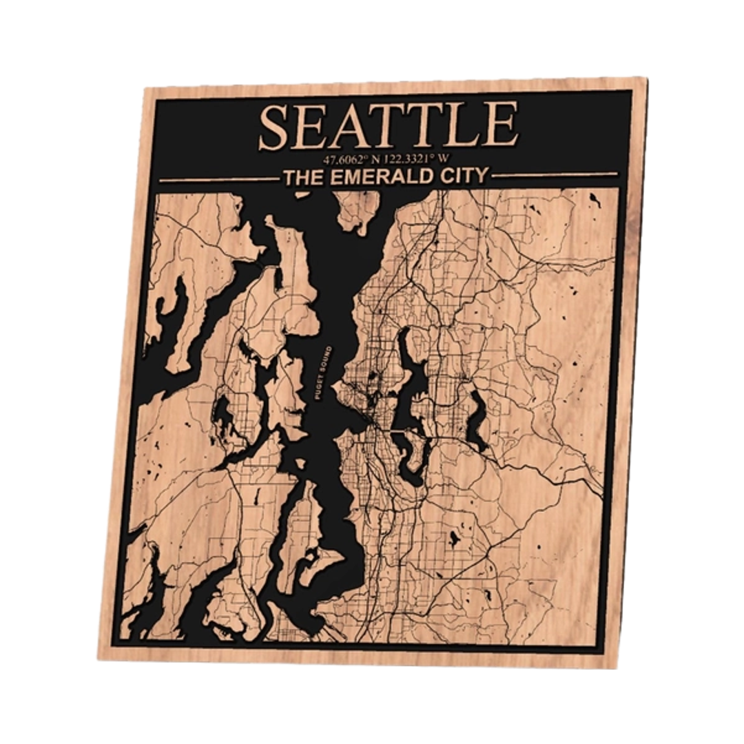 Seattle, Washington City Map design preview, us states