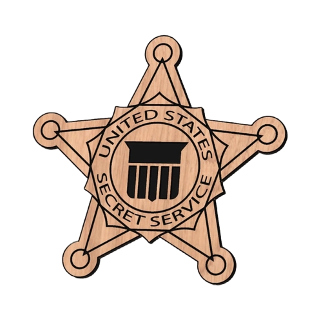 Secret Service Patch detail view, ready for laser cutting and CNC routing