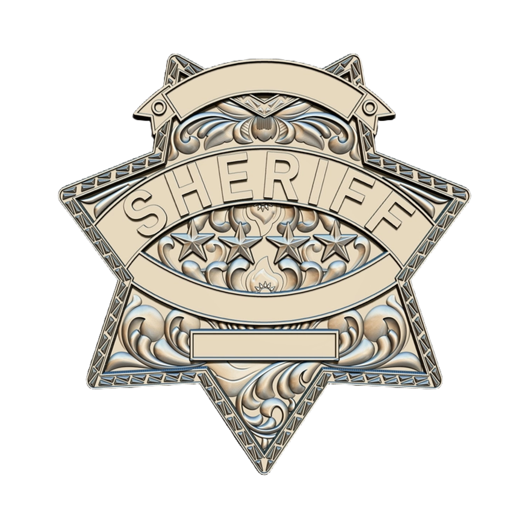 Sheriff Badge Template STL file for digital crafting, LightBurn and Vectric ready