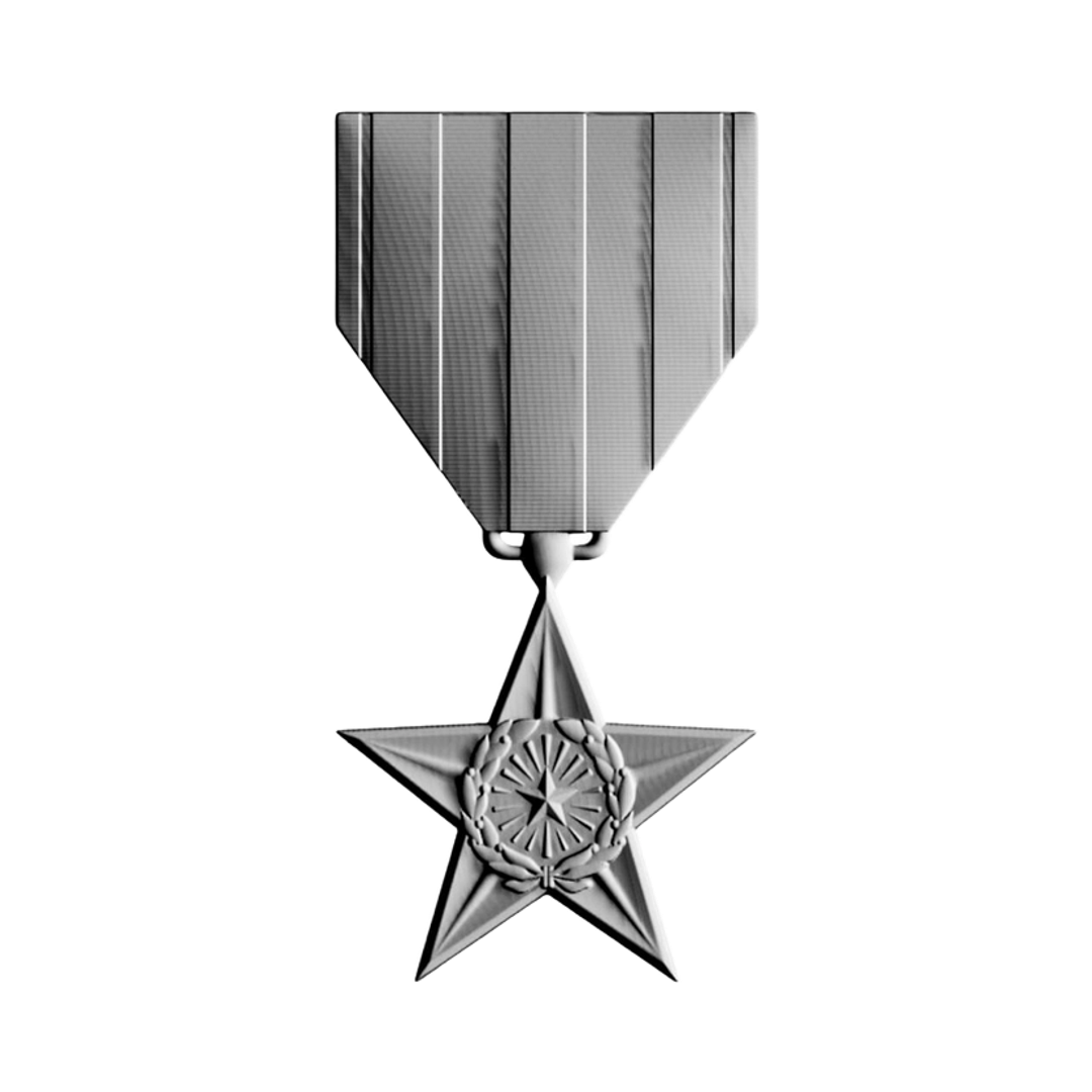 Silver Star Military Award STL file for 3D printing and CNC routing, LightBurn and Vectric ready