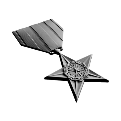 Silver Star Military Award detail view, ready for 3D printing and CNC routing