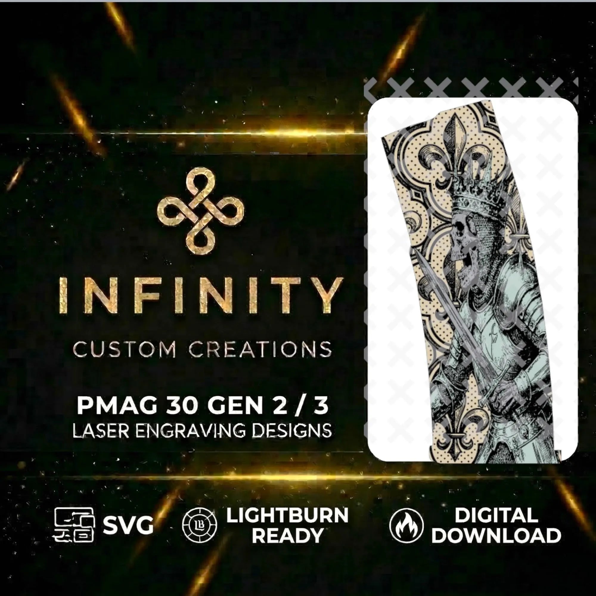 Skeleton King MAG Laser Engraving Design SVG file for digital crafting, LightBurn and Vectric ready