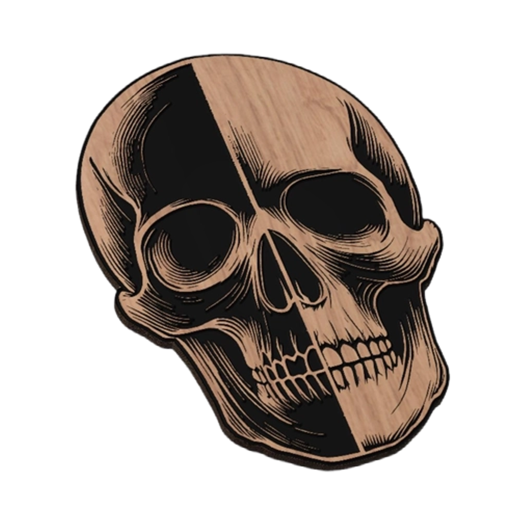 Black and White Skull SVG file for laser cutting and CNC routing, LightBurn and Vectric ready