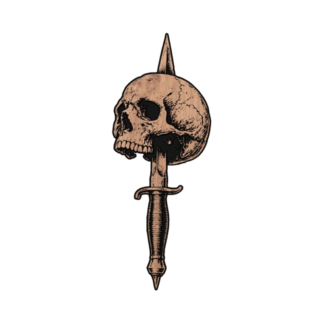 Skull and Dagger detail view, ready for laser cutting and CNC routing