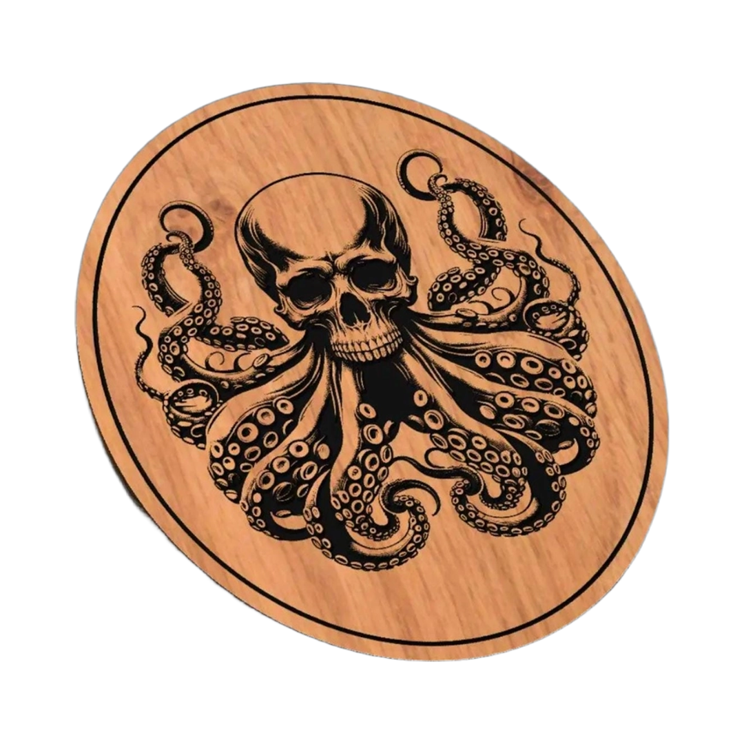 Skull Octopus SVG file for laser cutting and CNC routing, LightBurn and Vectric ready