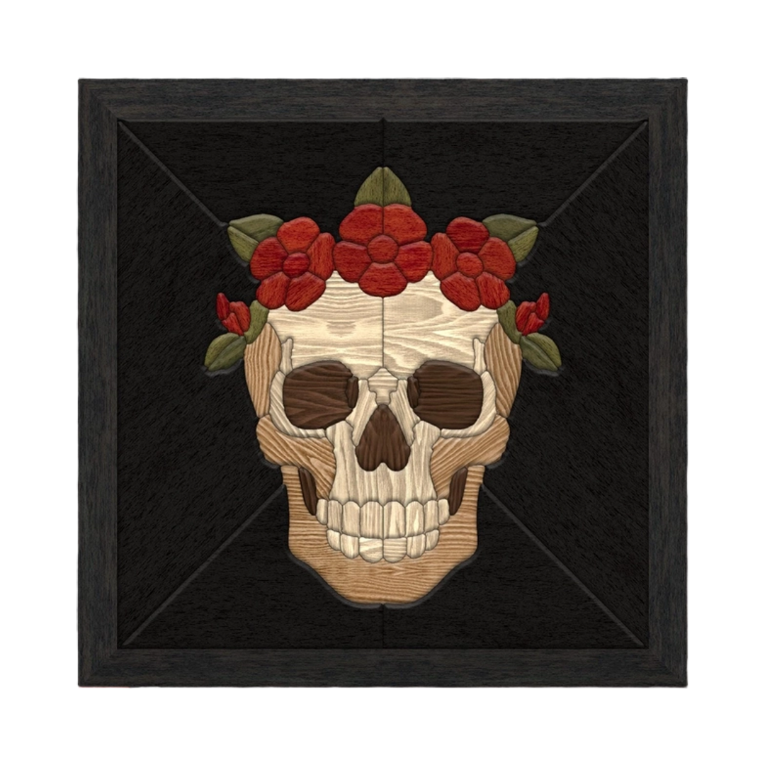 Skull Crown of Roses SVG file for digital crafting, LightBurn and Vectric ready