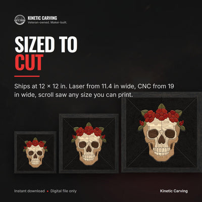 Skull Crown of Roses mockup, intarsia patterns