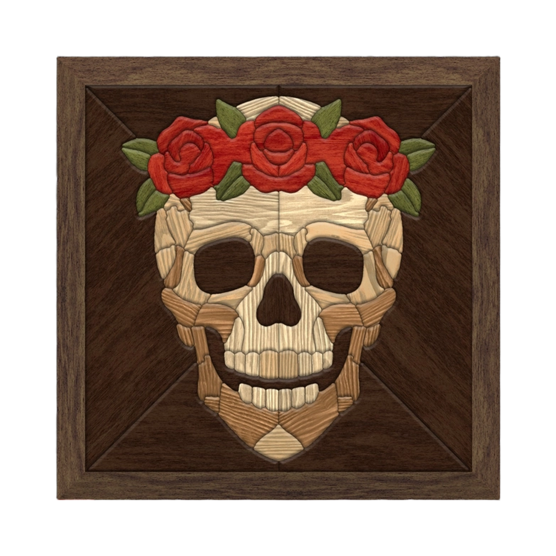 Skull Crown of Roses SVG file for digital crafting, LightBurn and Vectric ready