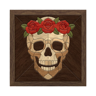 Skull Crown of Roses SVG file for digital crafting, LightBurn and Vectric ready