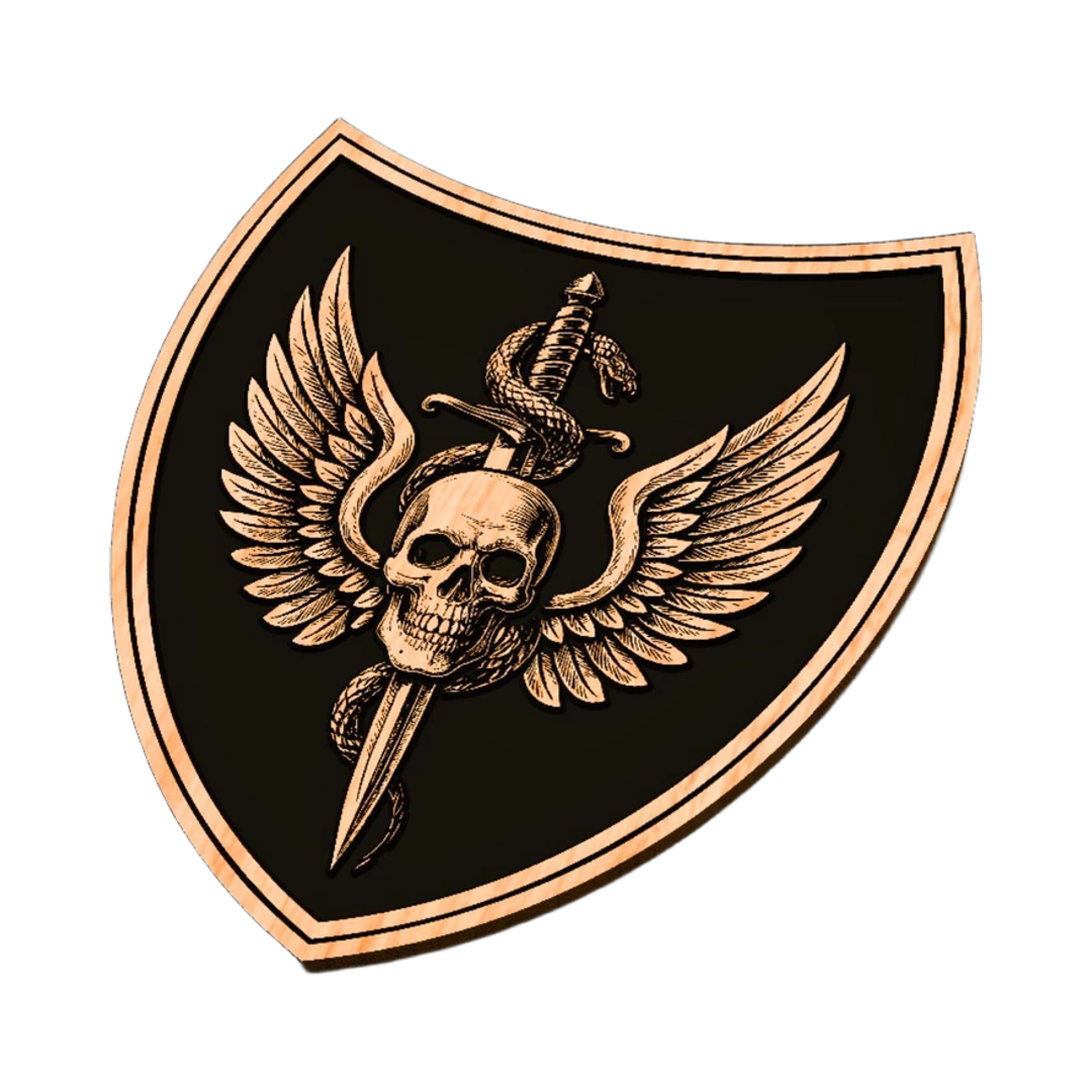 Skull Wings Shield design preview, skulls & skeletons