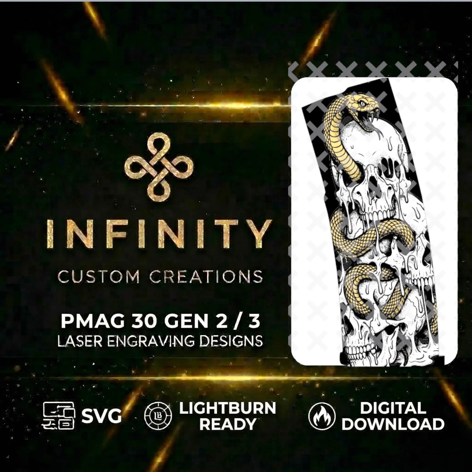 Snake Skull MAG SVG file for digital crafting, LightBurn and Vectric ready