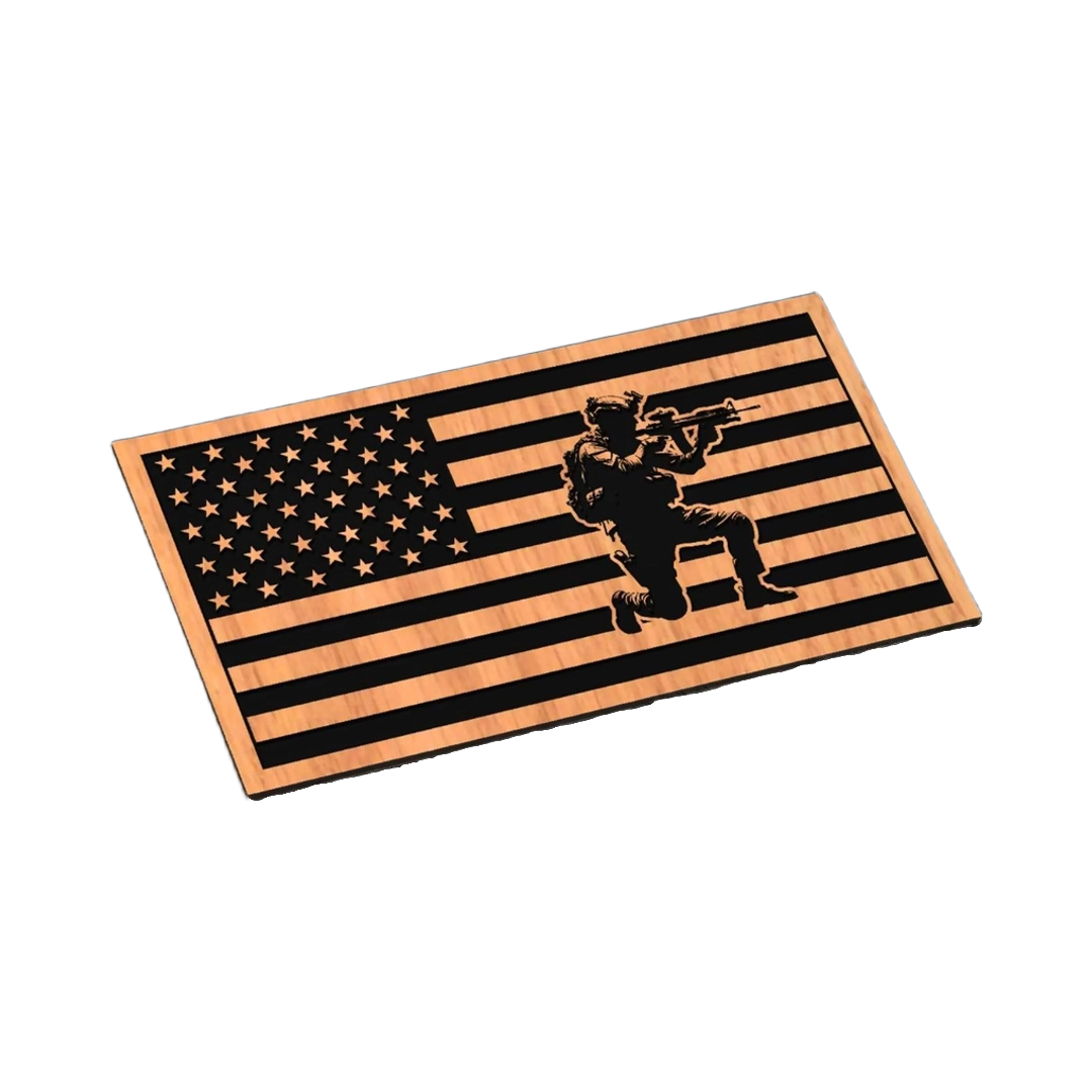 U.S. Flag Military Soldier SVG file for laser cutting and CNC routing, LightBurn and Vectric ready