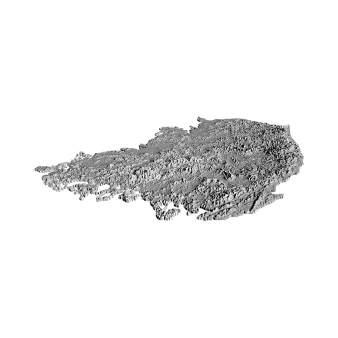 South Korea 3D Topographic STL file included with instant download