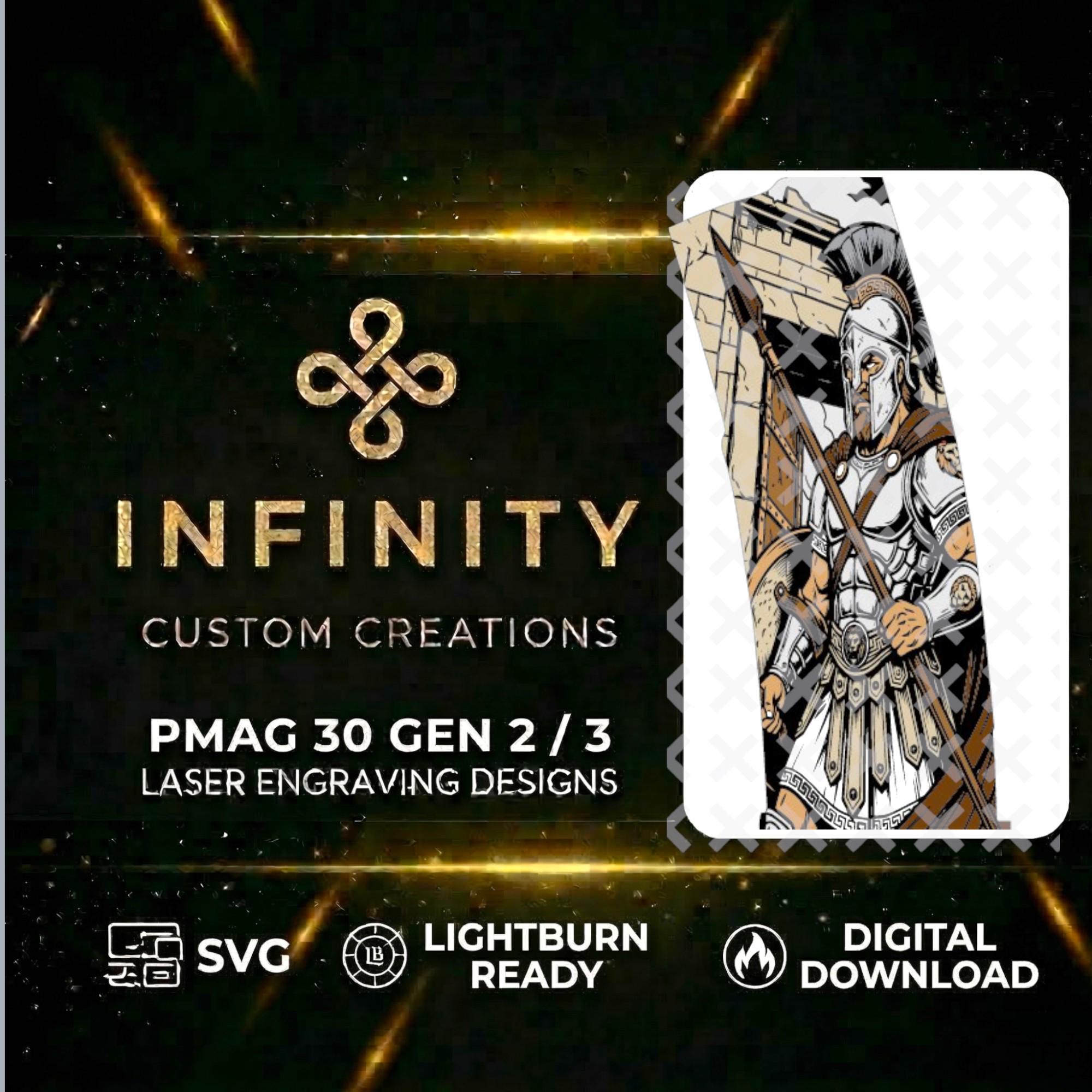 Spartan Warrior MAG Engraving File design preview, pmag designs