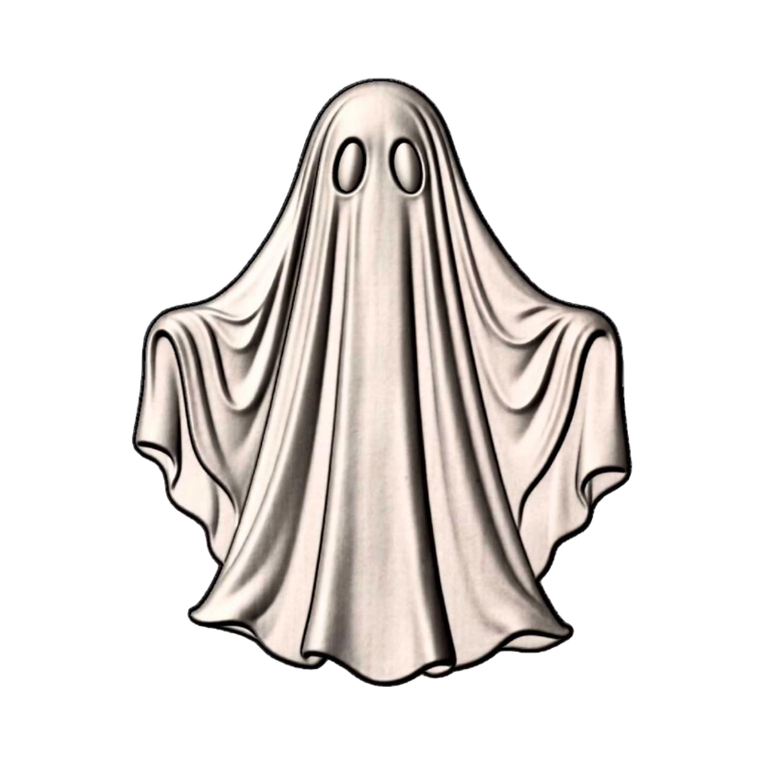 Spooky Ghost STL file for 3D printing and CNC routing, LightBurn and Vectric ready