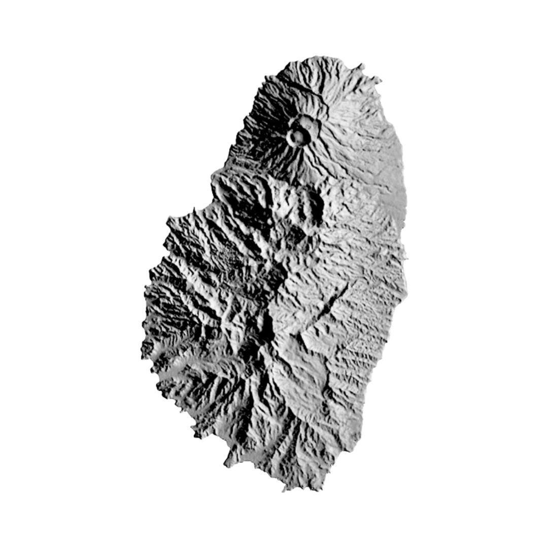 St. Vincent Island Terrain Map STL file for 3D printing and CNC routing, LightBurn and Vectric ready