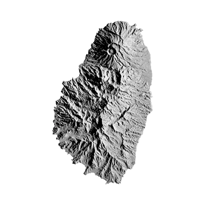 St. Vincent Island Terrain Map STL file for 3D printing and CNC routing, LightBurn and Vectric ready