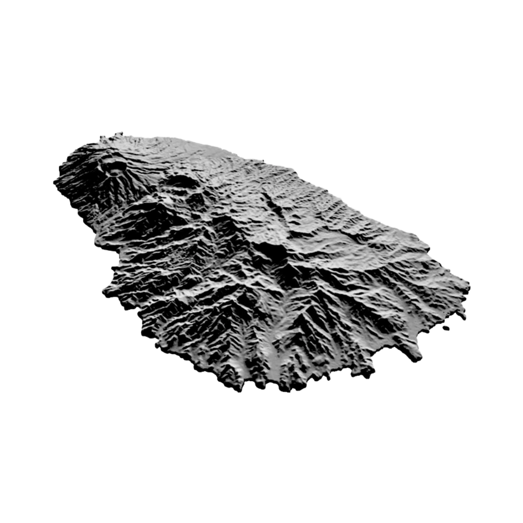 St. Vincent Island Terrain Map detail view, ready for 3D printing and CNC routing