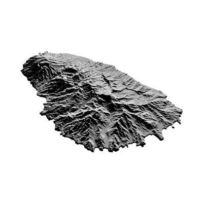 St. Vincent Island Terrain Map detail view, ready for 3D printing and CNC routing