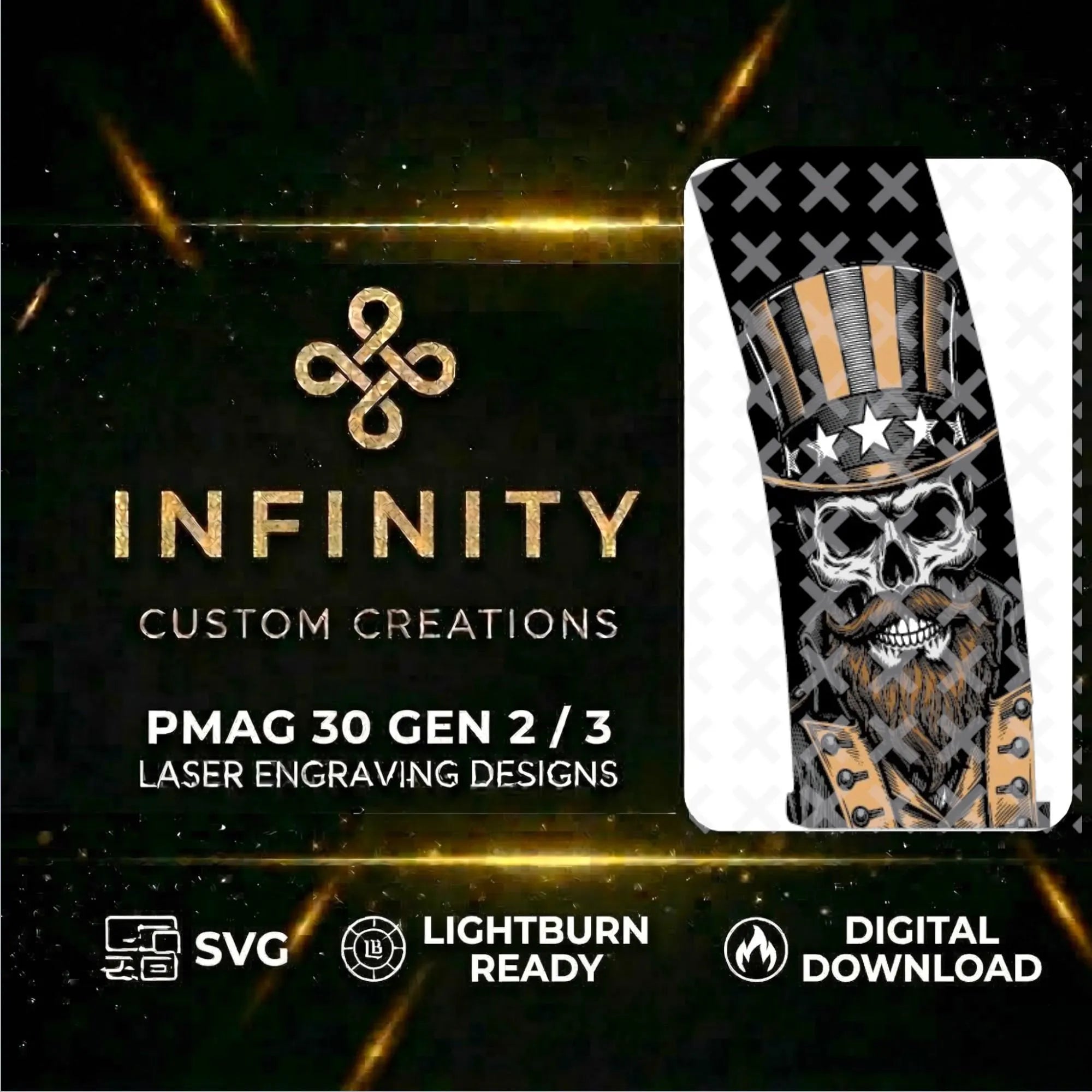 Stay Strapped or Get Clapped MAG Fiber Laser Engraving Design design preview, pmag designs