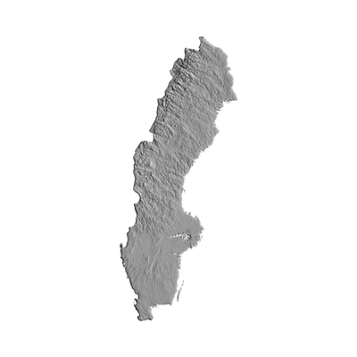 Sweden Terrain Map STL file for 3D printing and CNC routing, LightBurn and Vectric ready
