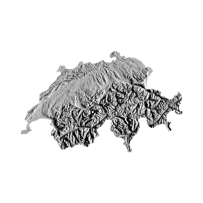 Switzerland Terrain Map STL file for 3D printing and CNC routing, LightBurn and Vectric ready