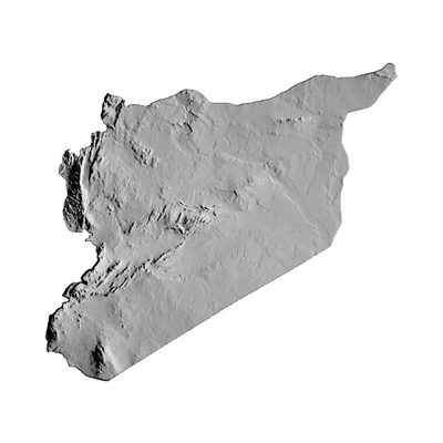 Syria Terrain Map STL file for 3D printing and CNC routing, LightBurn and Vectric ready