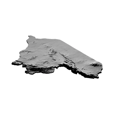 Syria Terrain Map detail view, ready for 3D printing and CNC routing