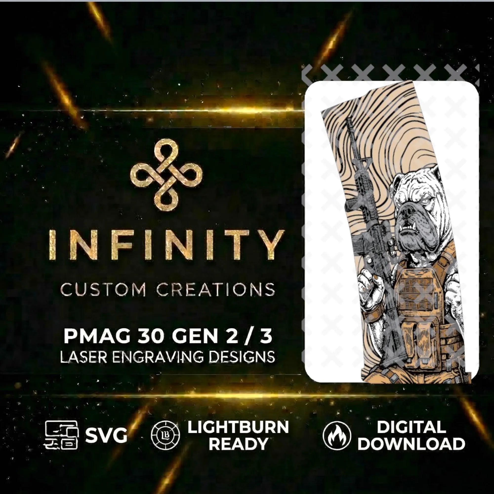 Tactical Bulldog MAG Digital Design SVG file for digital crafting, LightBurn and Vectric ready