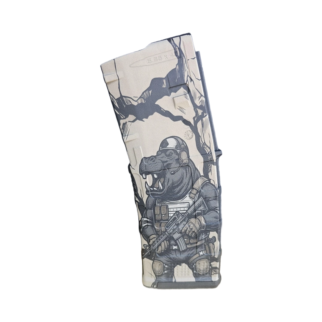 Tactical Hippo MAG Fiber Laser Engraving Design detail view, ready for digital crafting