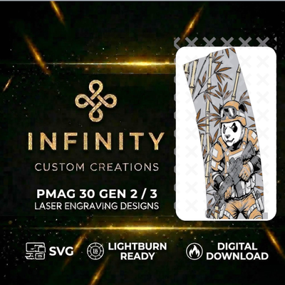 Tactical Panda MAG Design SVG file for digital crafting, LightBurn and Vectric ready