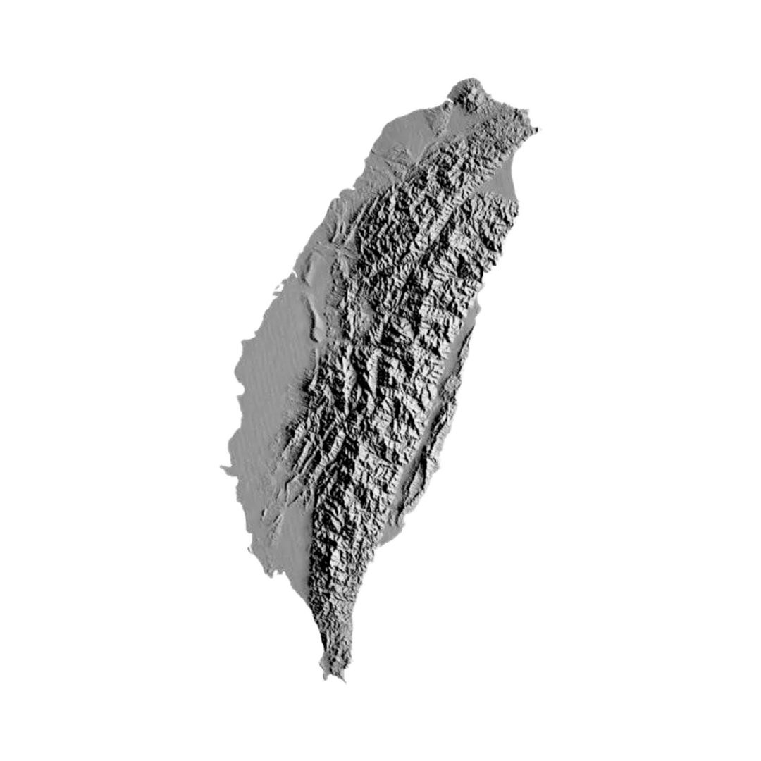 Taiwan Terrain Map STL file for 3D printing and CNC routing, LightBurn and Vectric ready
