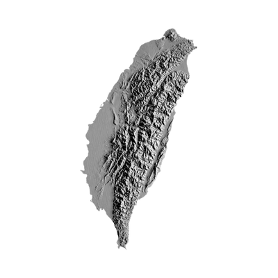 Taiwan Terrain Map STL file for 3D printing and CNC routing, LightBurn and Vectric ready