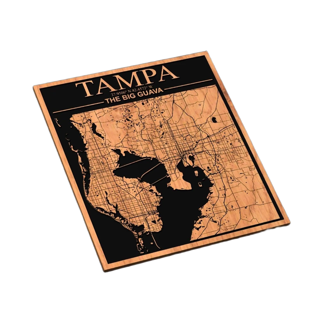 Tampa, Florida City Map SVG file for laser cutting and CNC routing, LightBurn and Vectric ready