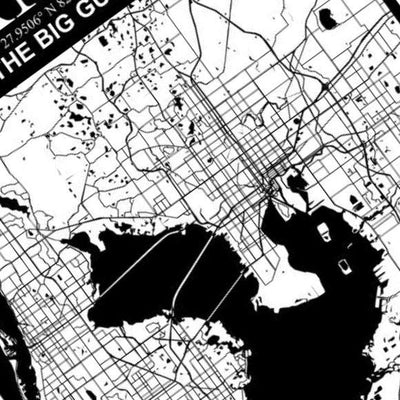 Tampa, Florida City Map detail view, ready for laser cutting and CNC routing