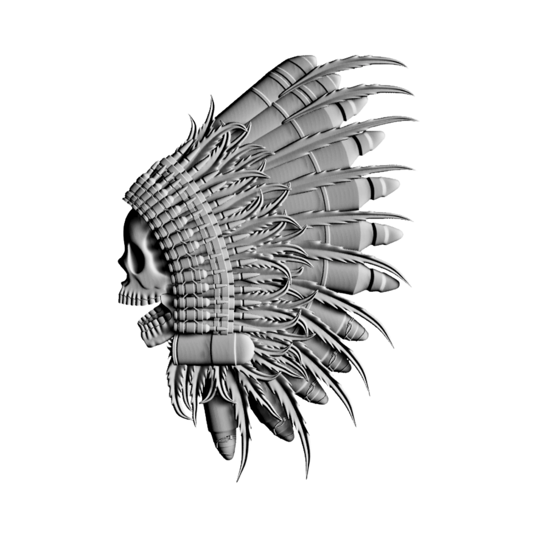 Tatical Chief Skull Headdress STL file for digital crafting, LightBurn and Vectric ready