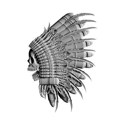 Tatical Chief Skull Headdress STL file for digital crafting, LightBurn and Vectric ready