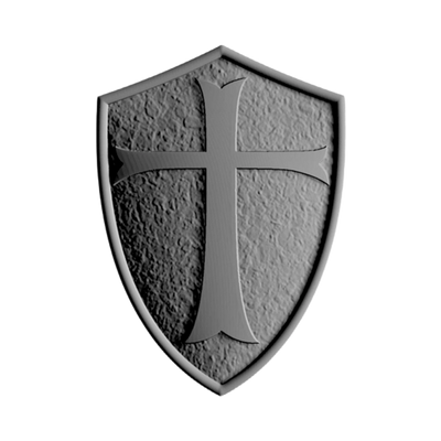 Templar Shield STL file for 3D printing and CNC routing, LightBurn and Vectric ready