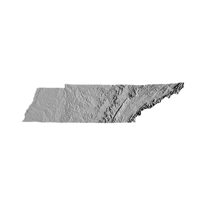 Tennessee Terrain Map STL file for 3D printing and CNC routing, LightBurn and Vectric ready