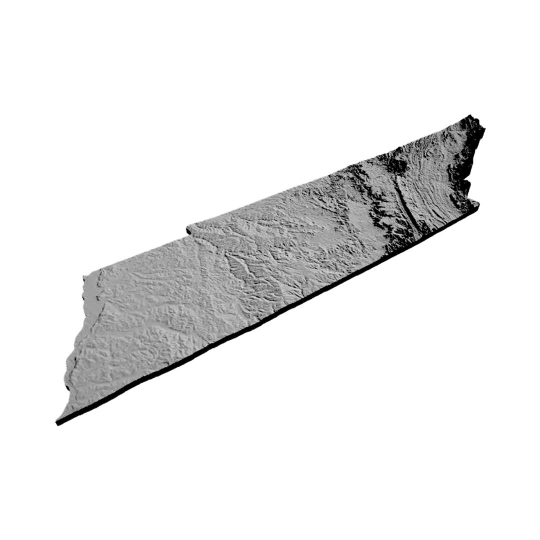 Tennessee Terrain Map detail view, ready for 3D printing and CNC routing