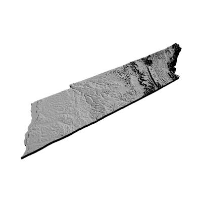Tennessee Terrain Map detail view, ready for 3D printing and CNC routing