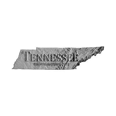 Tennessee Terrain Map (Volunteer State) STL file for 3D printing and CNC routing, LightBurn and Vectric ready