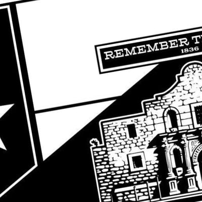 Texas Alamo Flag detail view, ready for laser cutting and CNC routing