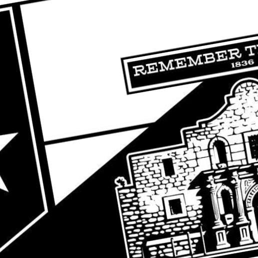 Texas Alamo Flag detail view, ready for laser cutting and CNC routing